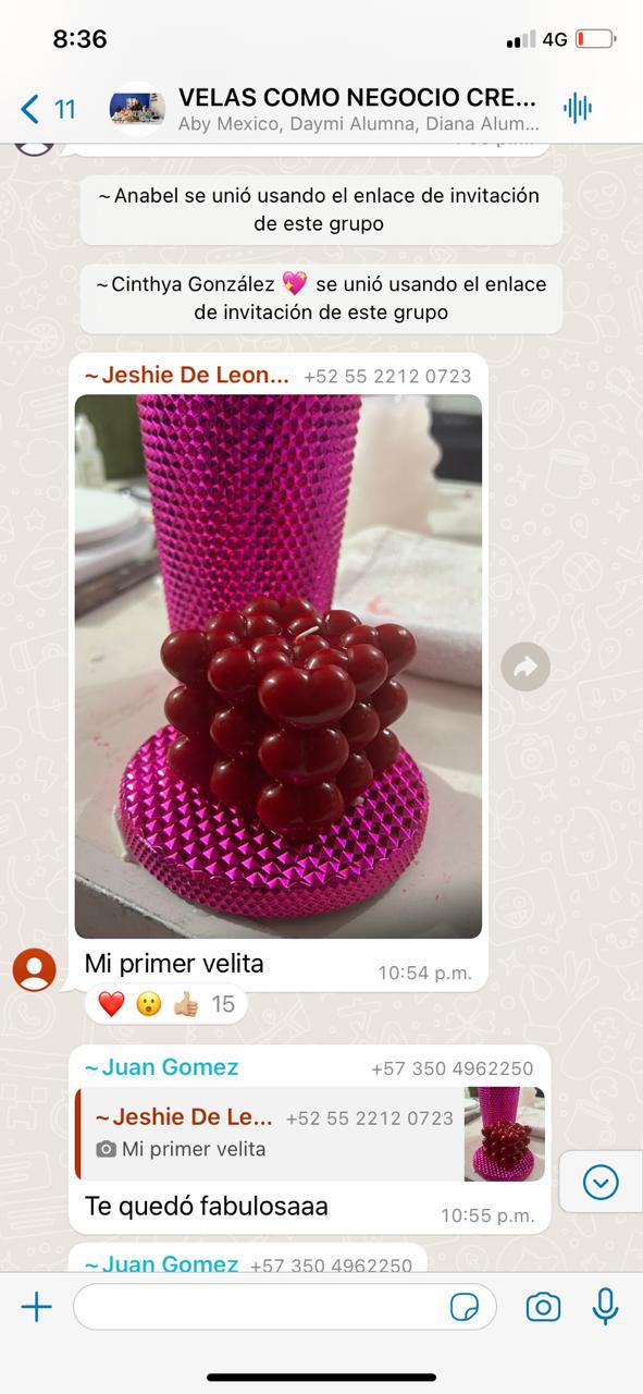 Chat de Whatsapp de Alumna de Velas 7